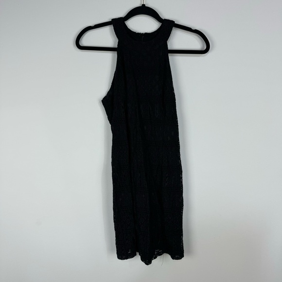 Lulus Black High Neck Lace Mini Dress Graduation Party Goth Gothic - Picture 1 of 4